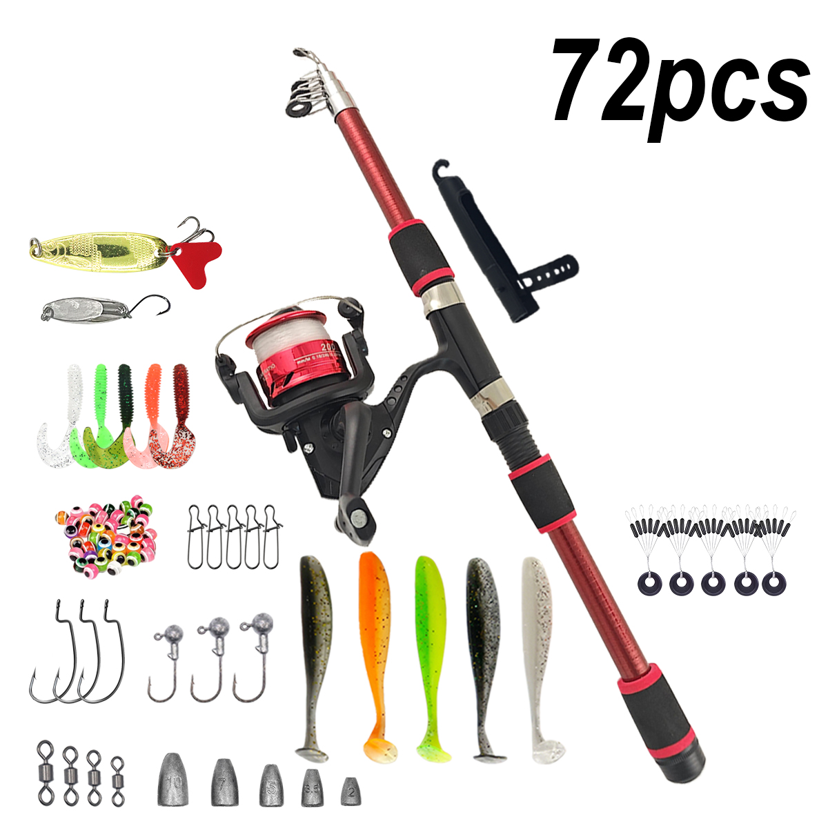 Fishing Pole Set Full Kits Wit - Fishing Rod Spinning avaliação e preço
